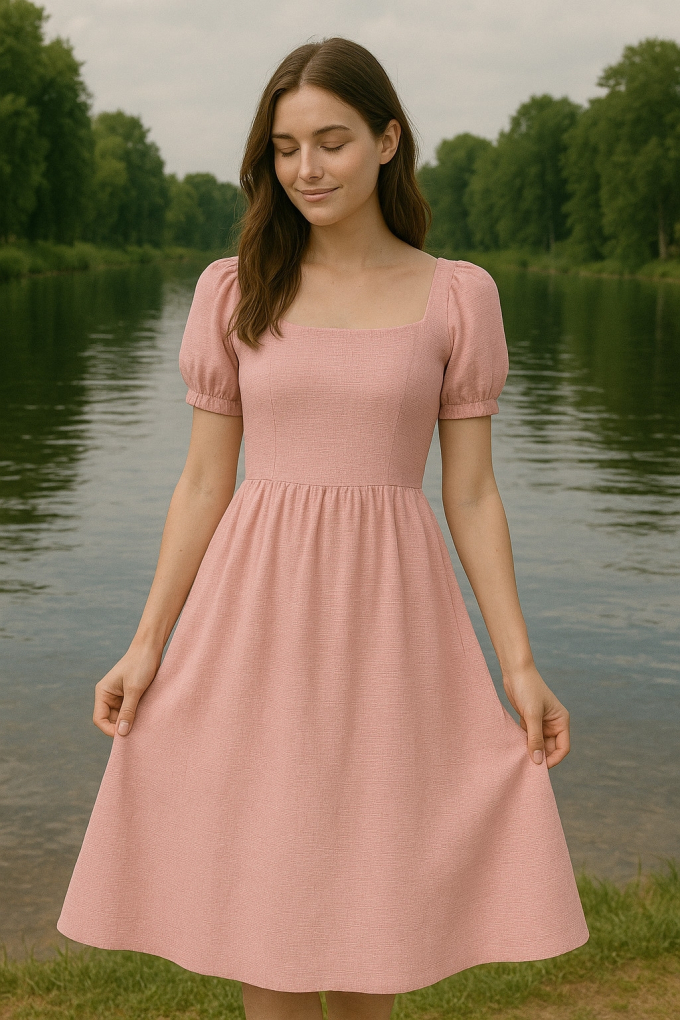 Katoenen mousseline linnenlook, oudrosé