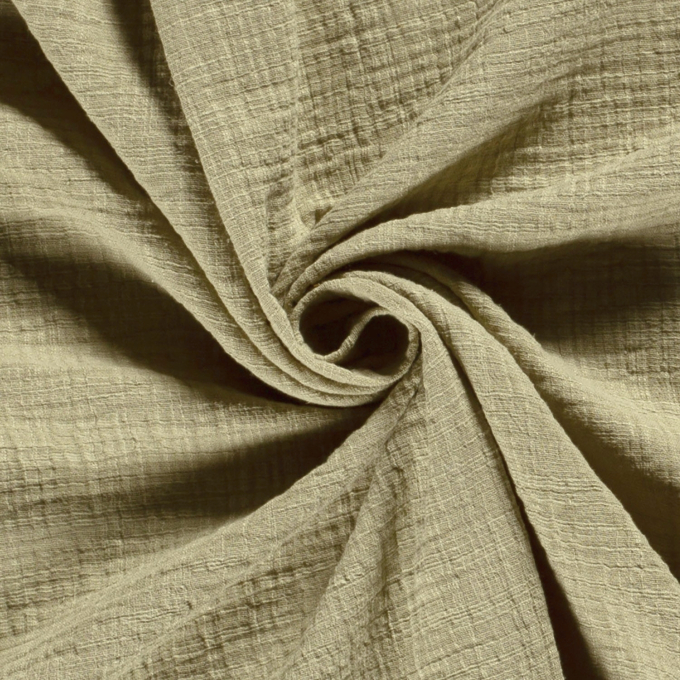 Tissu double gaze de coton aspect lin, vert pâle