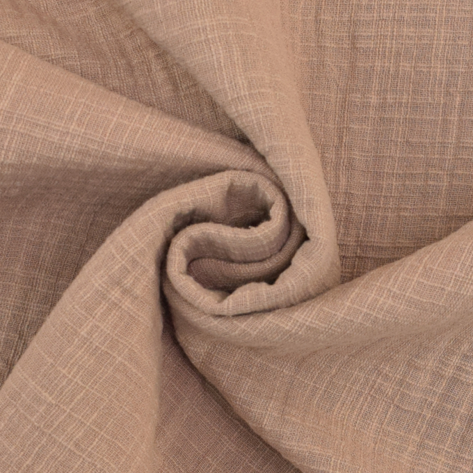 Katoenen mousseline linnenlook, camel