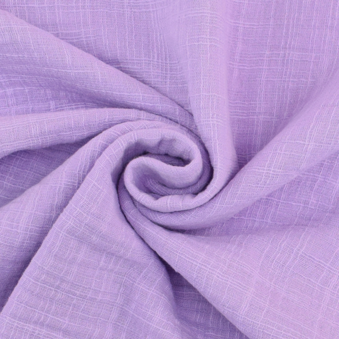 Tissu double gaze de coton look lin, lilas