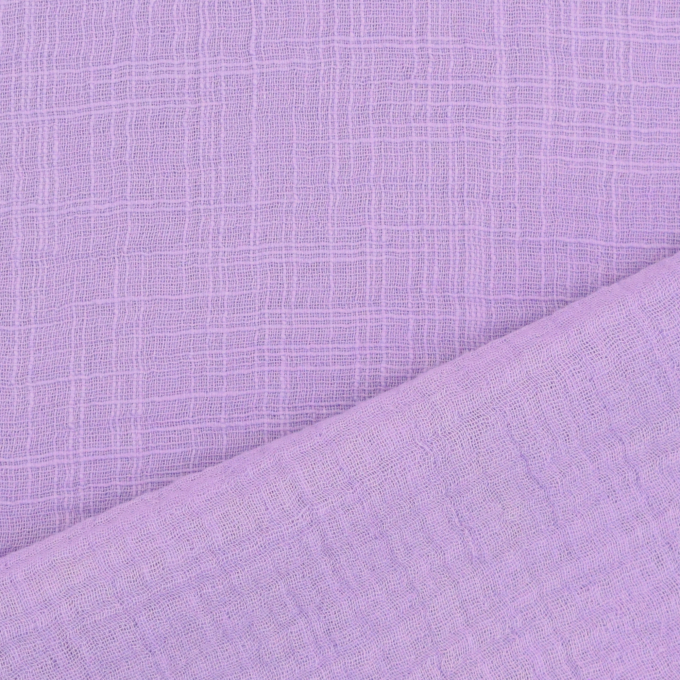 Tissu double gaze de coton look lin, lilas