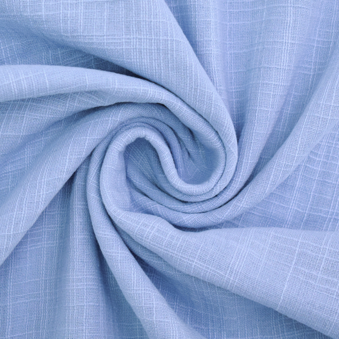 Tissu double gaze de coton look lin, bleu clair