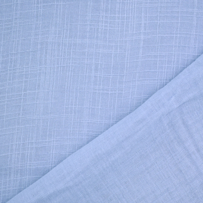 Tissu double gaze de coton look lin, bleu clair