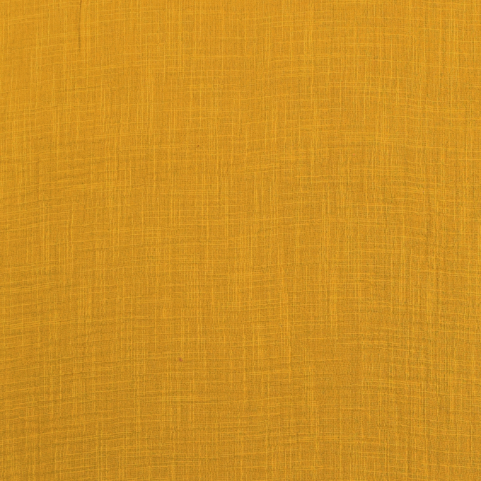 Tissu double gaze de coton look lin, jaune miel