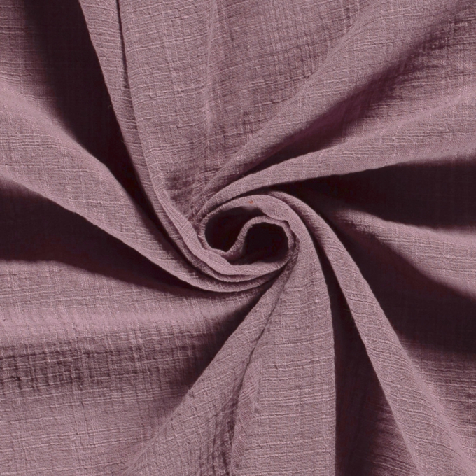 Tissu double gaze de coton aspect lin, mauve