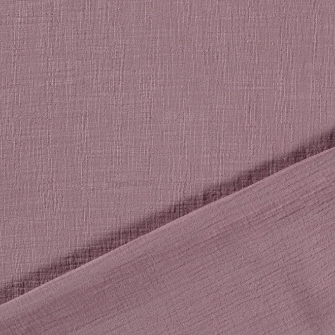 Tissu double gaze de coton aspect lin, mauve