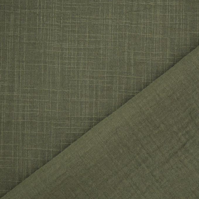 Katoenen mousseline linnenlook, olijfgroen
