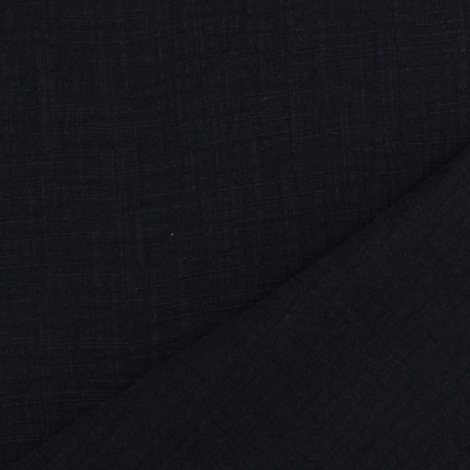 Tissu double gaze de coton look lin, noir