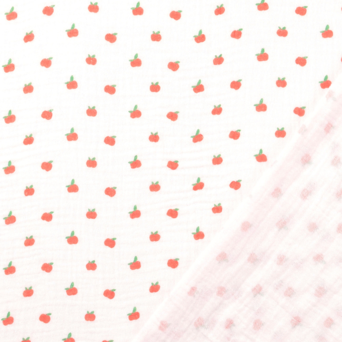 Katoenen mousseline double gauze Little Apple, oranje