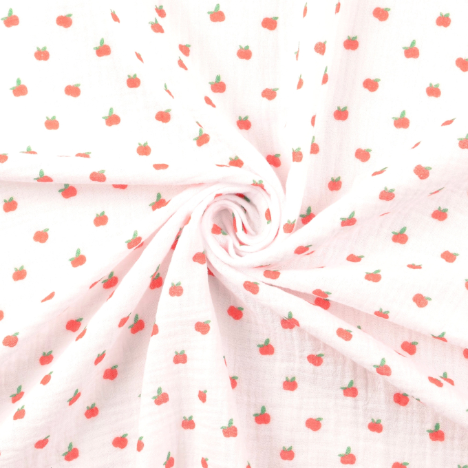 Katoenen mousseline double gauze Little Apple, oranje