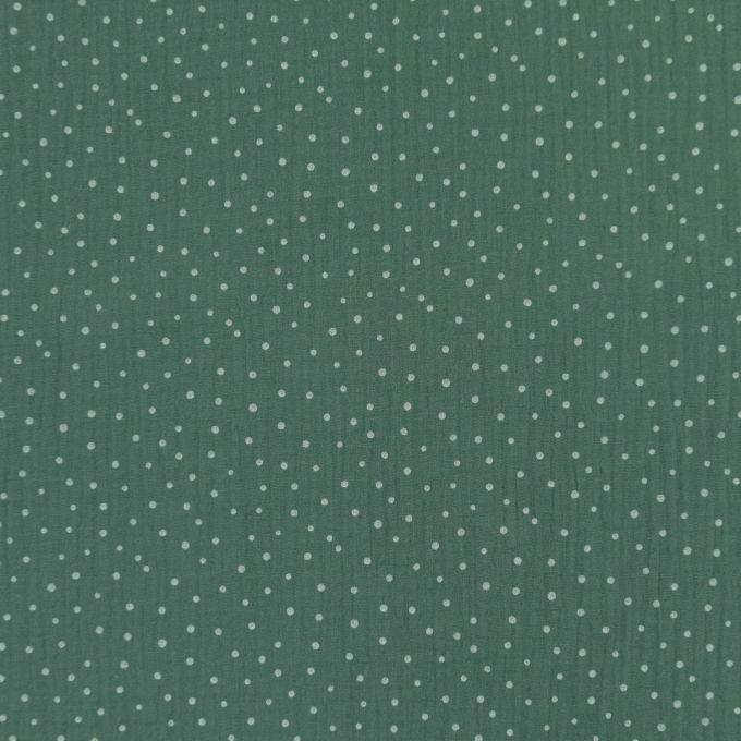 Katoenen mousseline double gauze kleine stippen, oudgroen