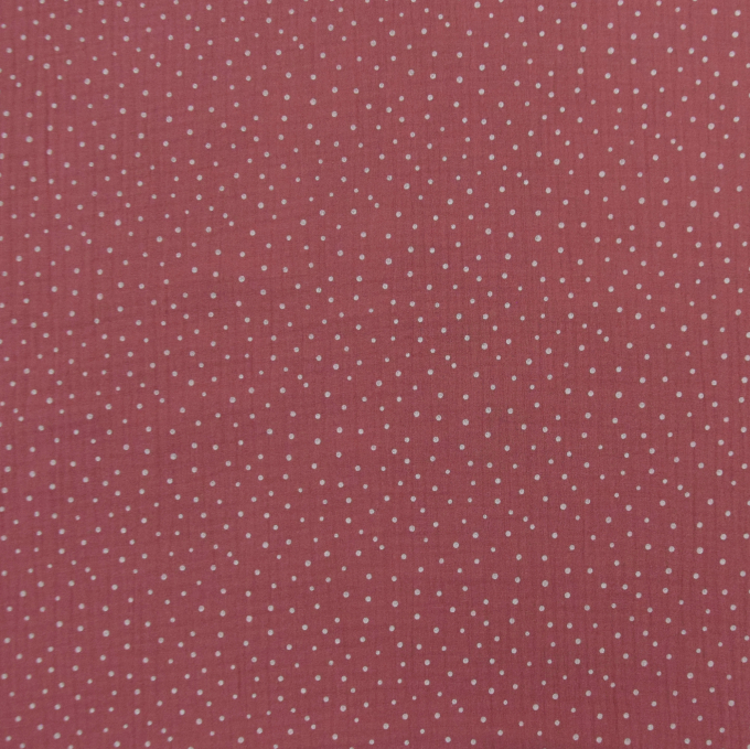 Tissu double gaze de coton à pois, rose pâle