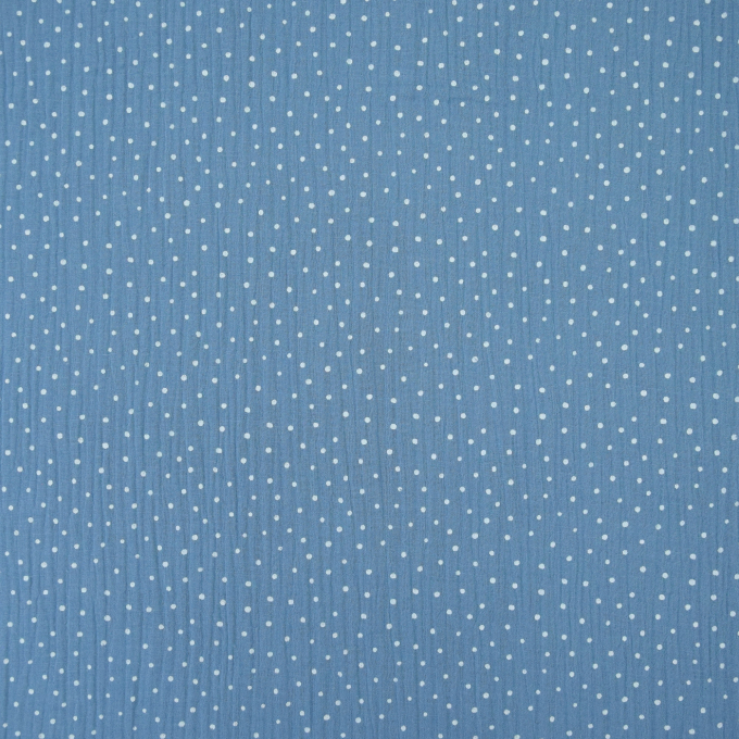 Katoenen mousseline double gauze kleine stippen, blauwgrijs