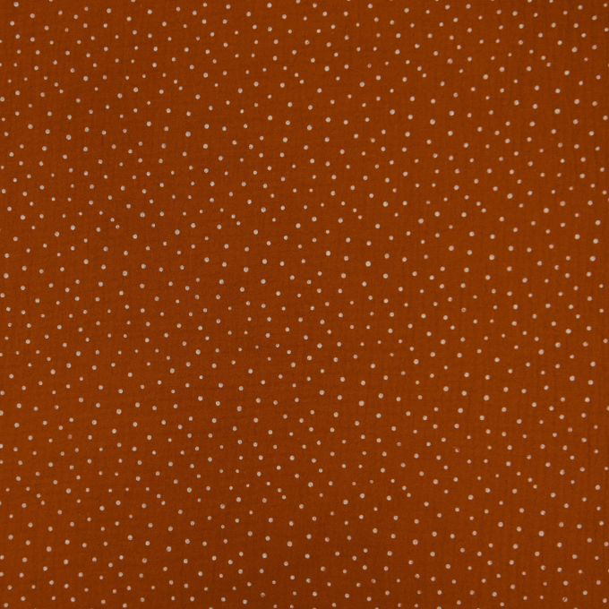 Tissu double gaze de coton à pois, terracotta