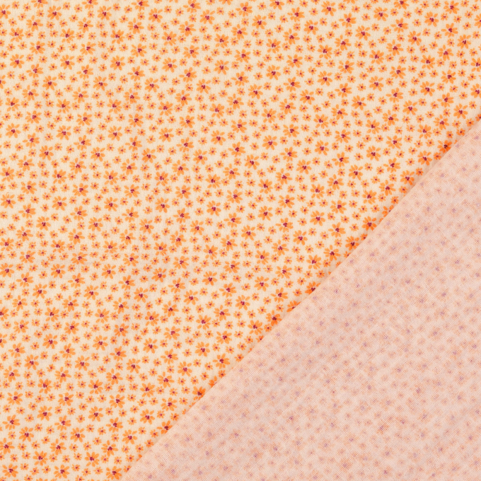 Katoenen mousseline double gauze Mille Fleurs, lichtoranje