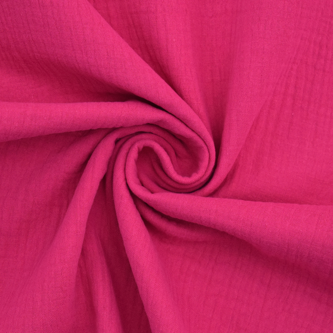 Katoenen mousseline double gauze, fuchsia