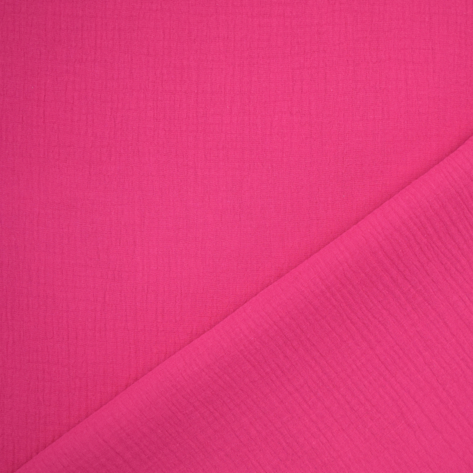 Katoenen mousseline double gauze, fuchsia