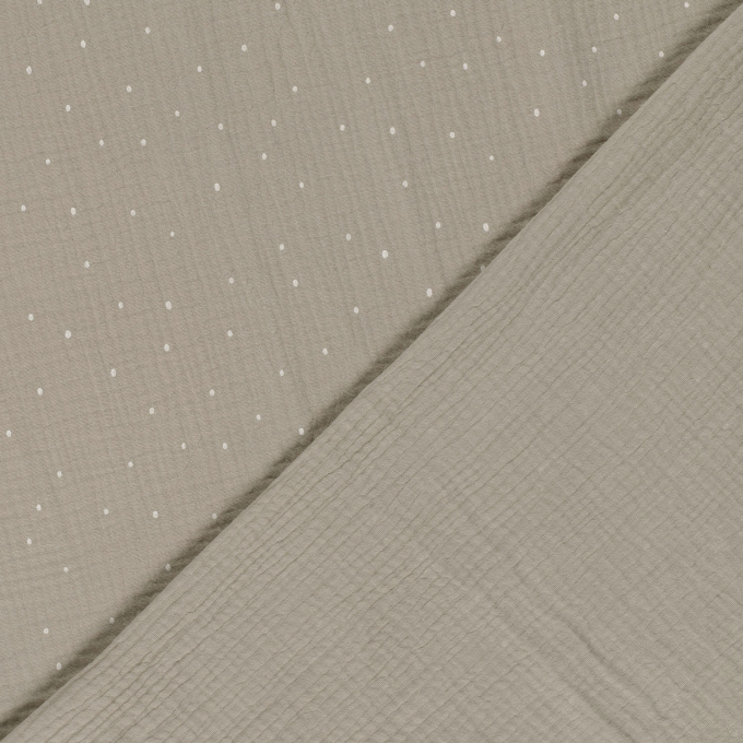 Katoenen mousseline double gauze punten, lichttaupe