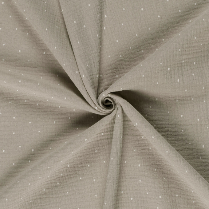 Katoenen mousseline double gauze punten, lichttaupe