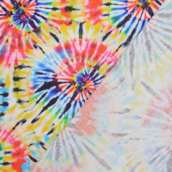 Katoenen mousseline Rainbow Batik, rood