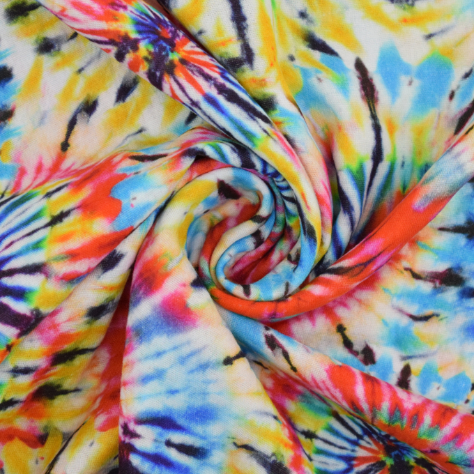 Katoenen mousseline Rainbow Batik, rood