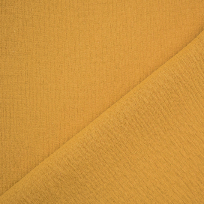 Katoenen mousseline double gauze, mosterdgeel