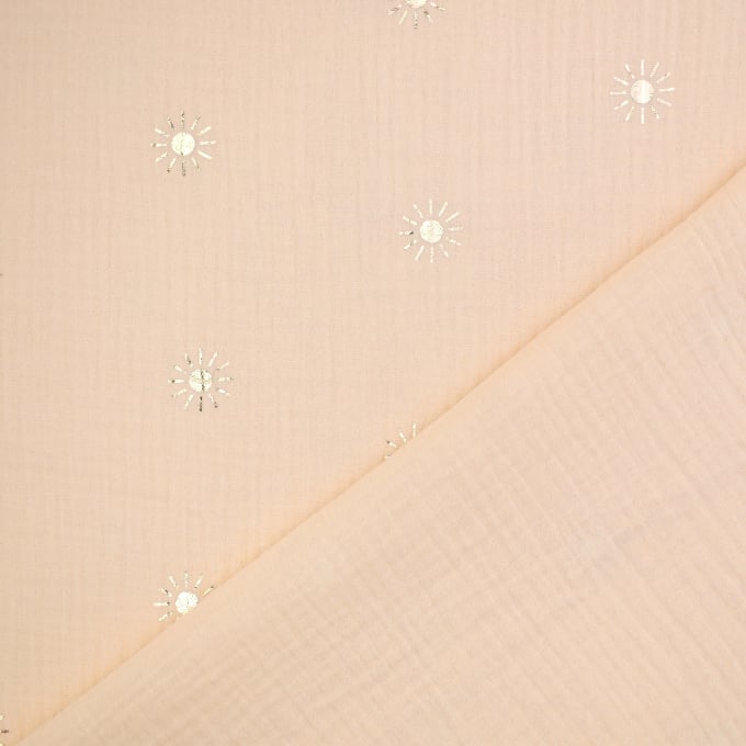 Katoenen mousseline double gauze Shining Sun, apricot