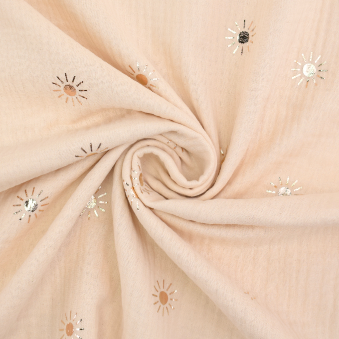 Katoenen mousseline double gauze Shining Sun, apricot