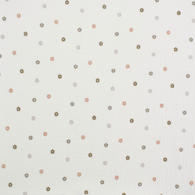 Katoenen mousseline Small Flowers, gebroken wit