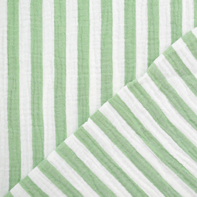 Katoenen mousseline double gauze Stripes, groen