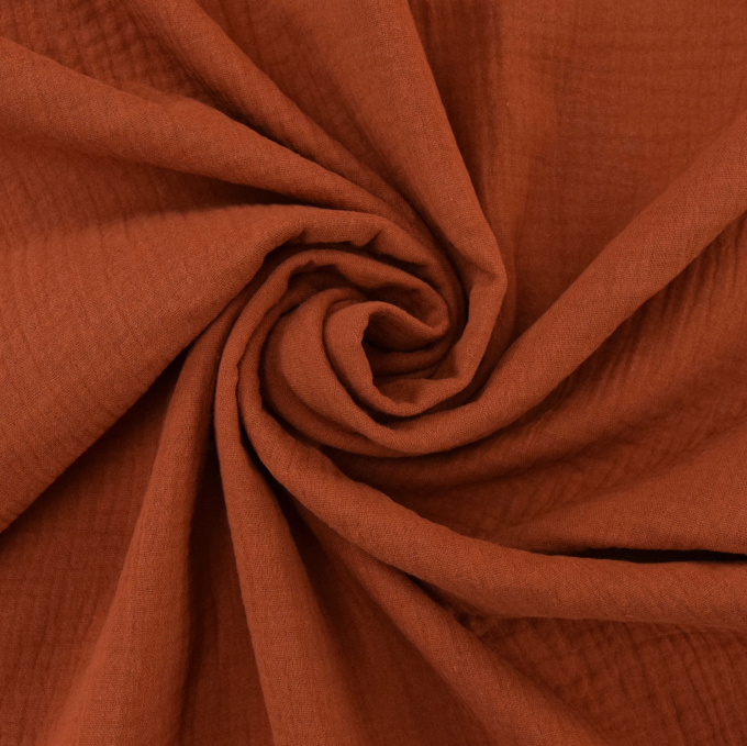 Katoenen mousseline double gauze, terracotta
