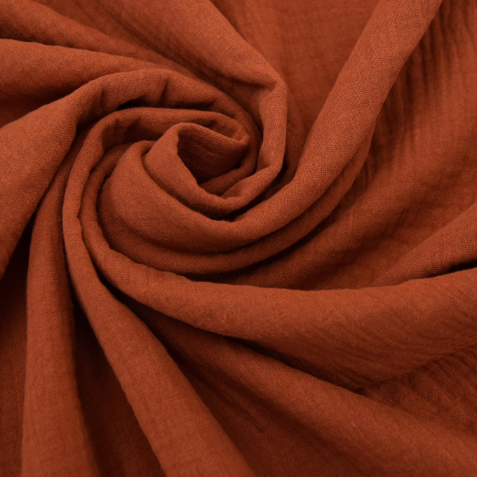 Katoenen mousseline double gauze, terracotta