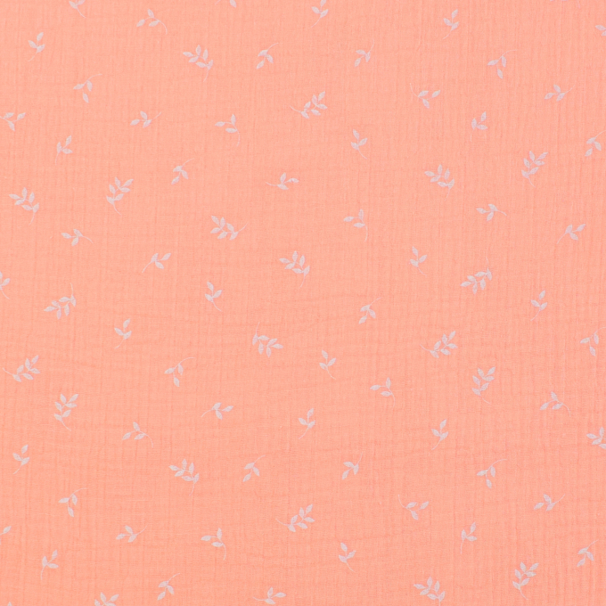 Katoenen mousseline double gauze twigs, abrikooskleurig