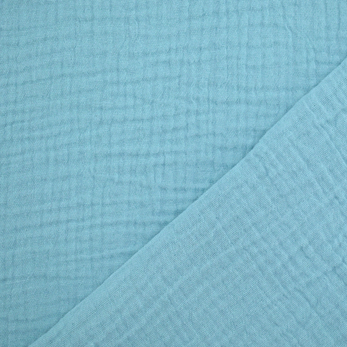 Katoenen mousseline double gauze uni, lichtaqua