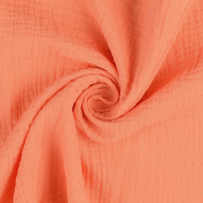 Katoenen mousseline double gauze uni, zalmroze