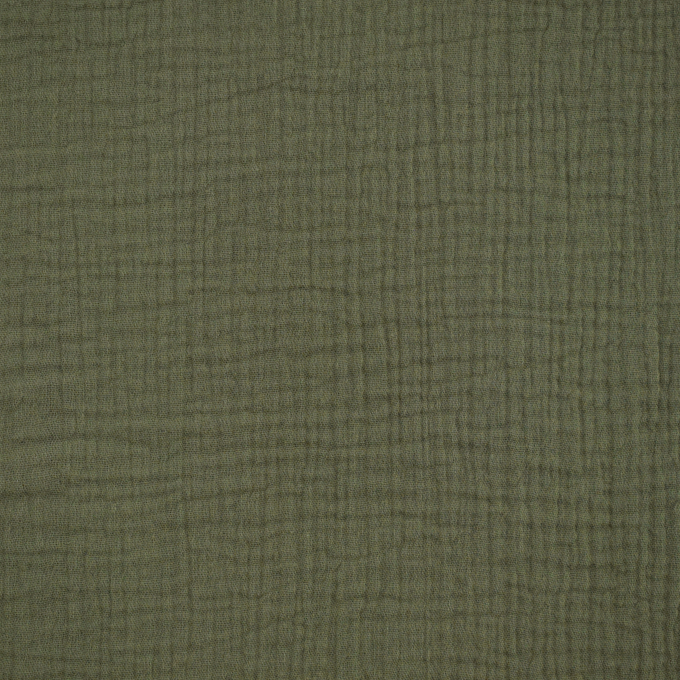 Katoenen mousseline double gauze uni, olijfgroen