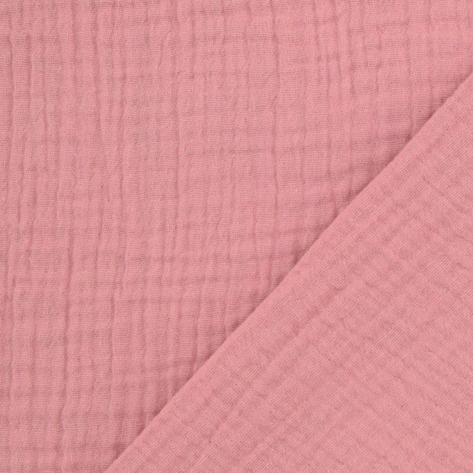 Katoenen mousseline double gauze uni, roze