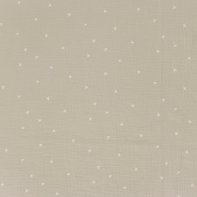 Baumwoll Musselin Vögel, beige