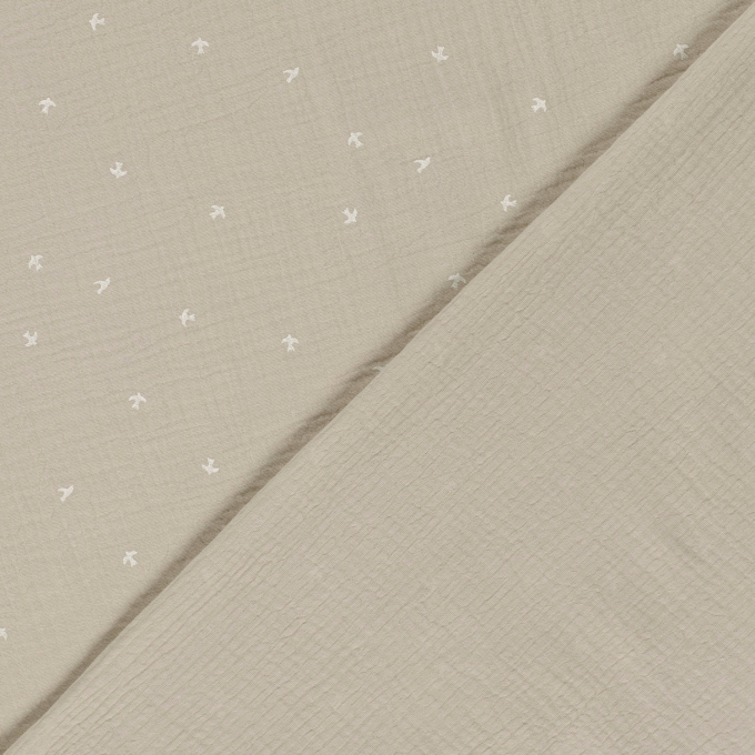 Baumwoll Musselin Vögel, beige