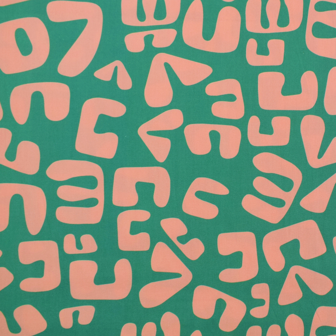 Katoen popeline Abstract Love, groen
