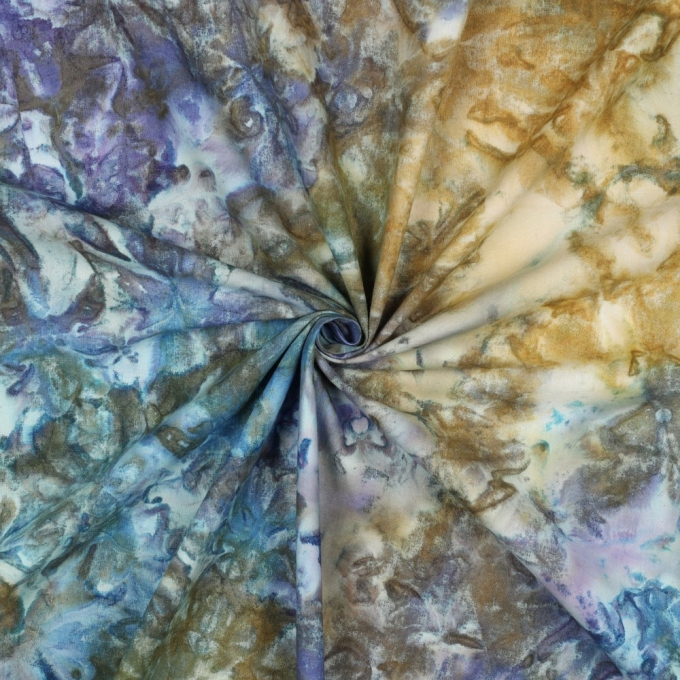 Tissu coton popeline Batik Love, bleu
