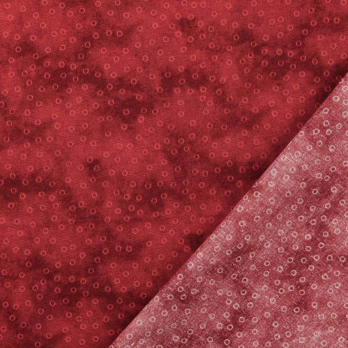 Tissu coton popeline big dots, rouge foncé