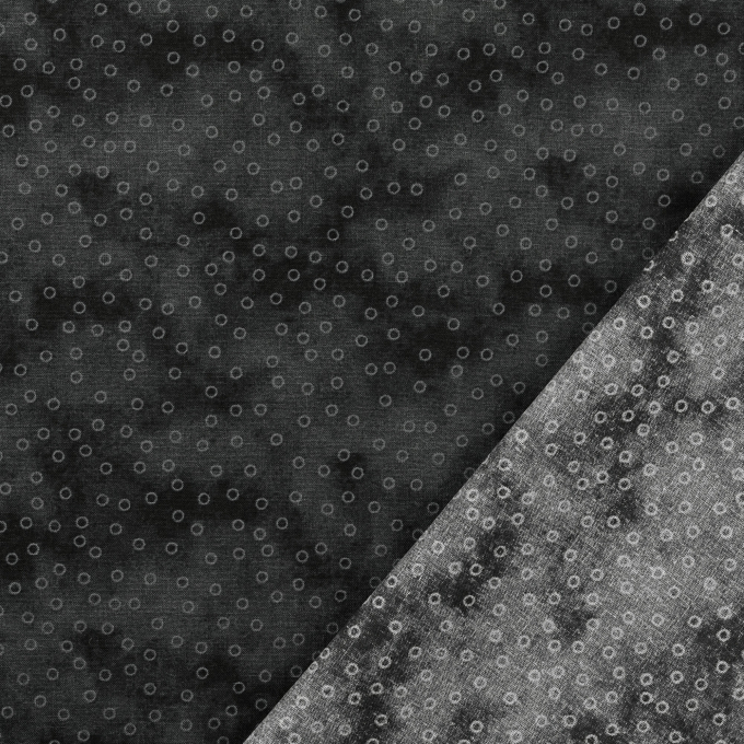 Tissu coton popeline big dots, noir