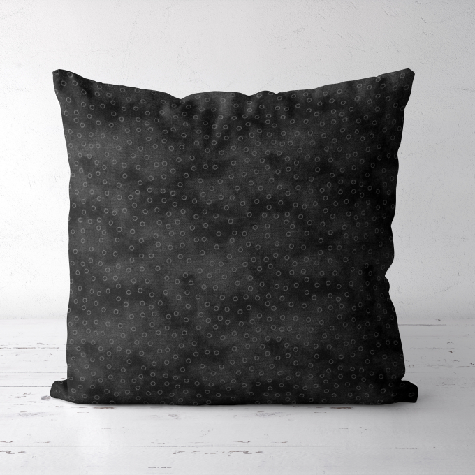 Tissu coton popeline big dots, noir