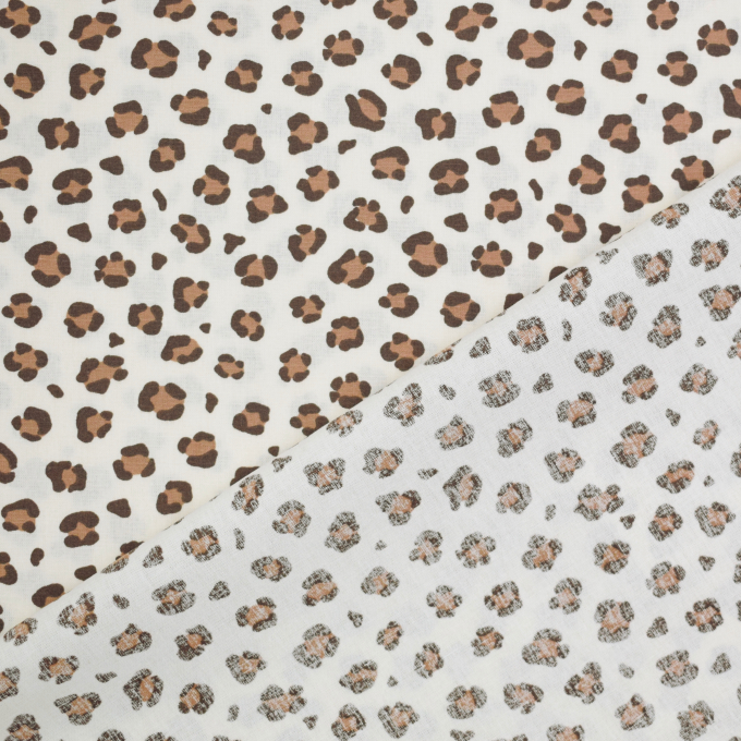 Tissu coton popeline Léopard Big, crème