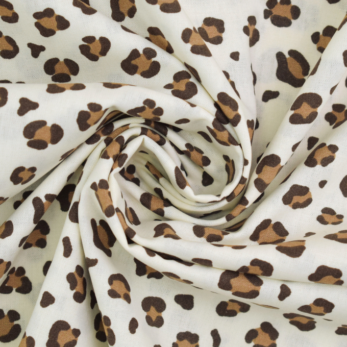 Tissu coton popeline Léopard Big, crème