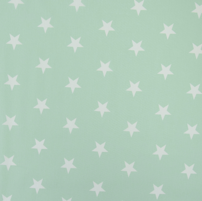 Tissu coton popeline grosses étoiles Big Stars, menthe clair