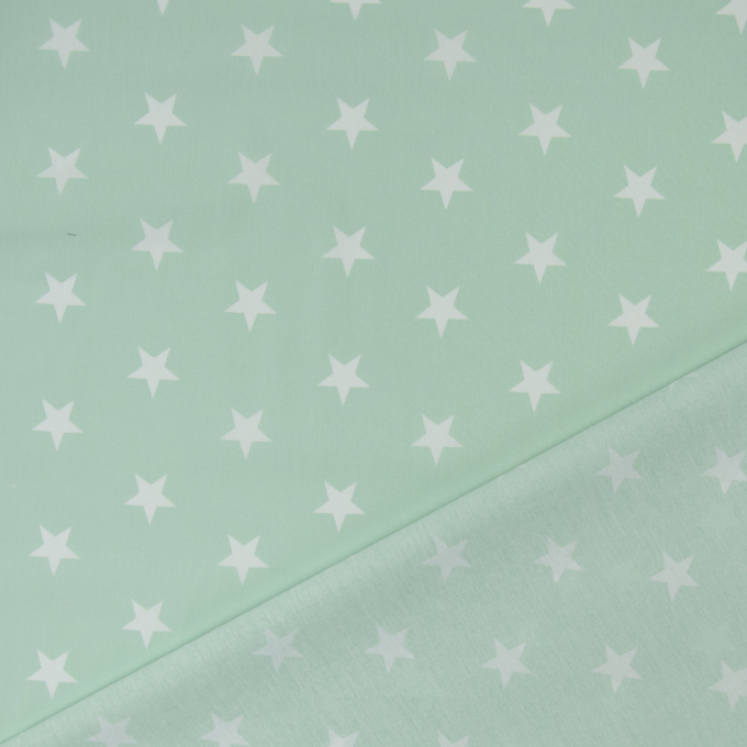 Tissu coton popeline grosses étoiles Big Stars, menthe clair