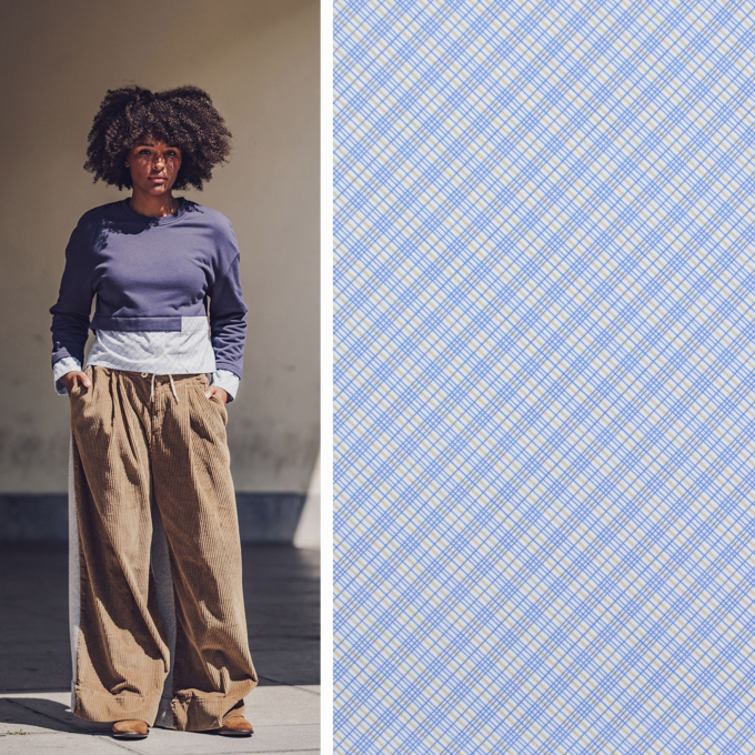 Cotton poplin Check Fibre Mood, blue