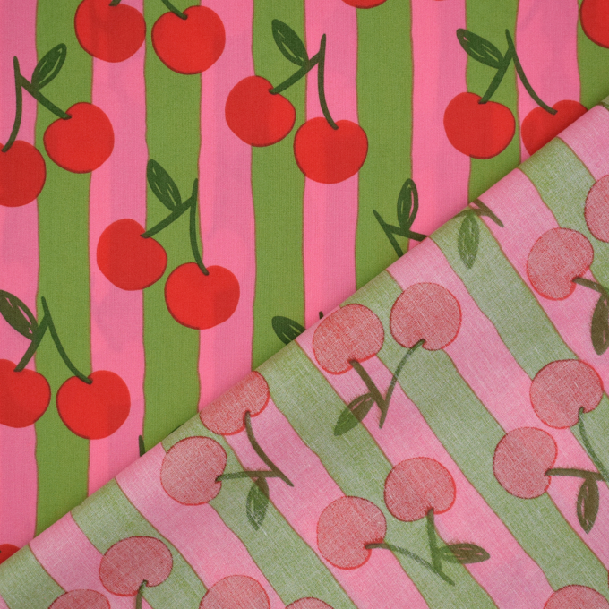 Katoen popeline Cherries, lichtfuchsia